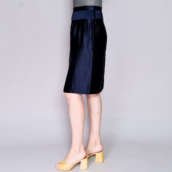 DRIES VAN NOTEN Blue Stripe Satin Skirt - Picture 5 of 6
